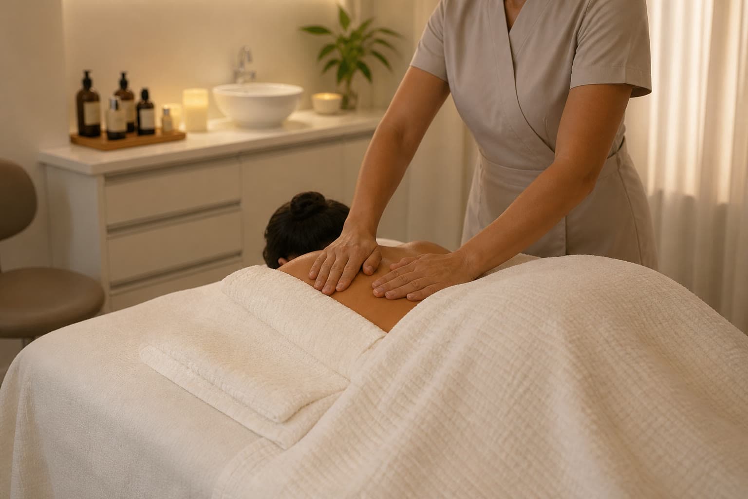 Sessão de massagem relaxante no Harmonia